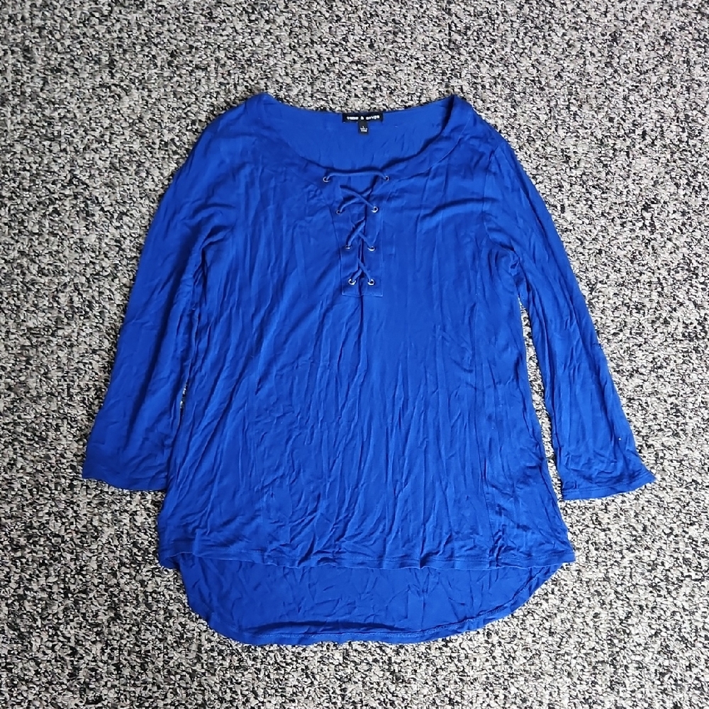 Women's Blue Lace-Up Top
